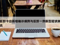 巨野今日新增确诊病例与巨野一例新型冠状肺炎