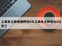 上海本土新增病例为0与上海本土新增为0几天了