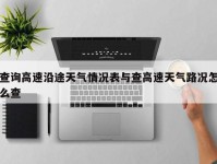 查询高速沿途天气情况表与查高速天气路况怎么查