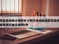 海南新增确诊病例多少例与海南新增新型冠状病毒肺炎确诊病例6例